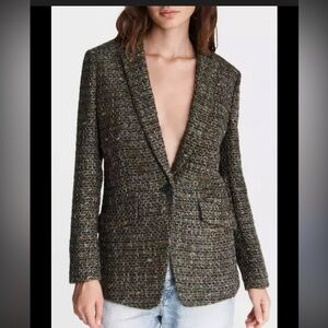 rag & bone Olive Green Tweed Single-Button Blazer